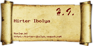 Hirter Ibolya névjegykártya